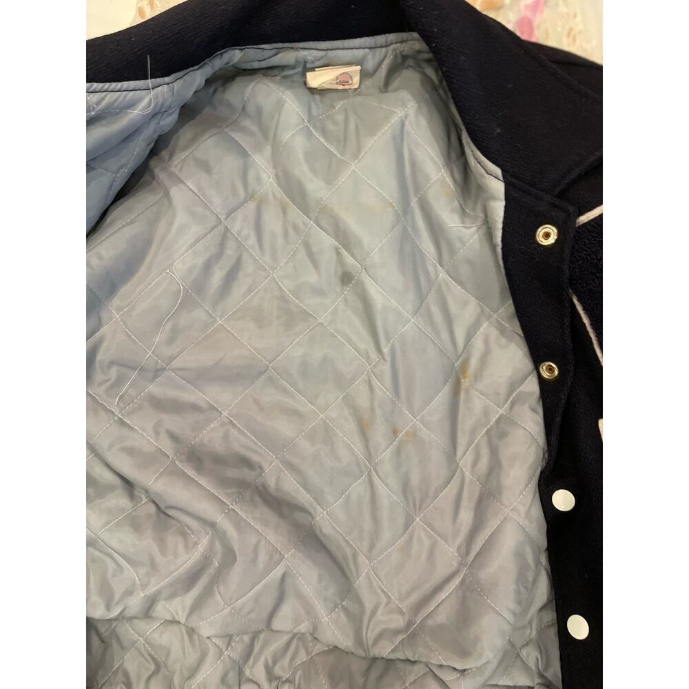Vintage Felco Basketball Navy Wool Quilted Varsity Letterman Jacket Sz M/L - Picture 9 of 11